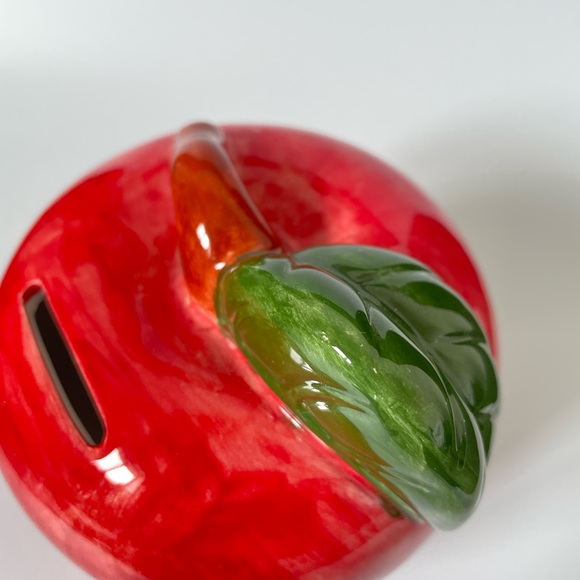 Vintage handmade Ceramic Coin bank Apple shaped piggy bank - Picture 7 of 10